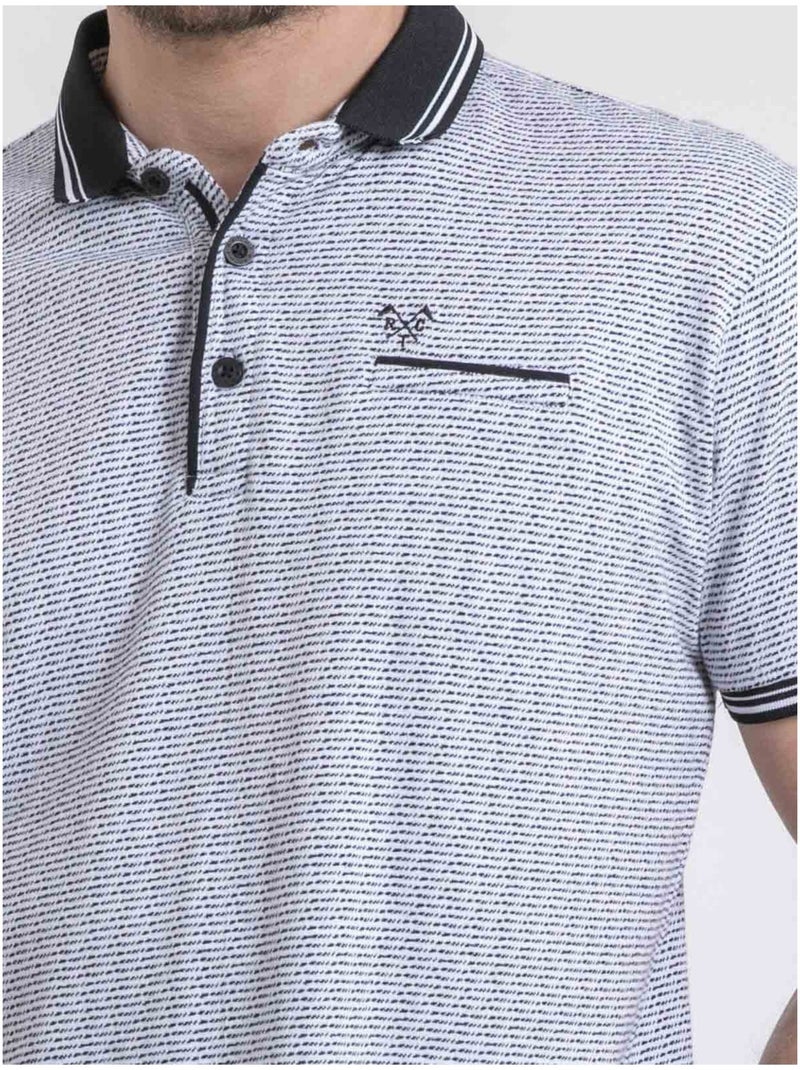 Polo manches courtes pur coton motifs piroulio Noir - Kiabi