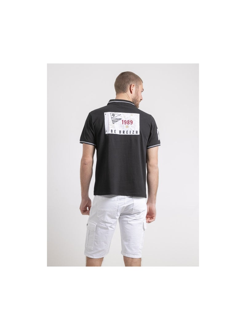 Polo manches courtes pur coton pahdu Noir - Kiabi