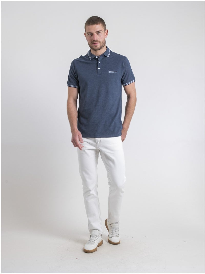 Polo manches courtes pur coton pigustave Bleu marine - Kiabi