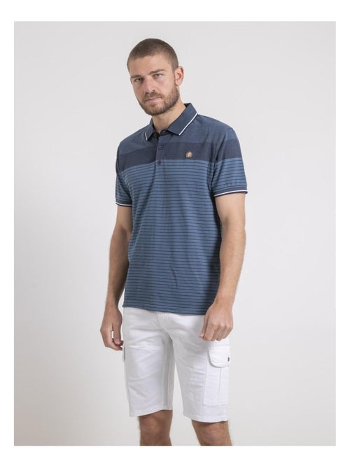 Polo manches courtes pur coton rayé piwening - Kiabi