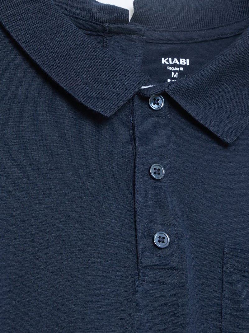 Polo manches longues - collection facile à enfiler Bleu - Kiabi