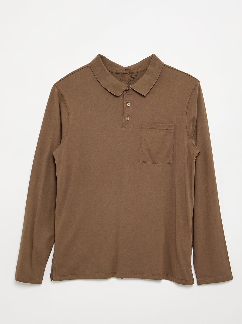Polo manches longues - collection facile à enfiler Marron - Kiabi