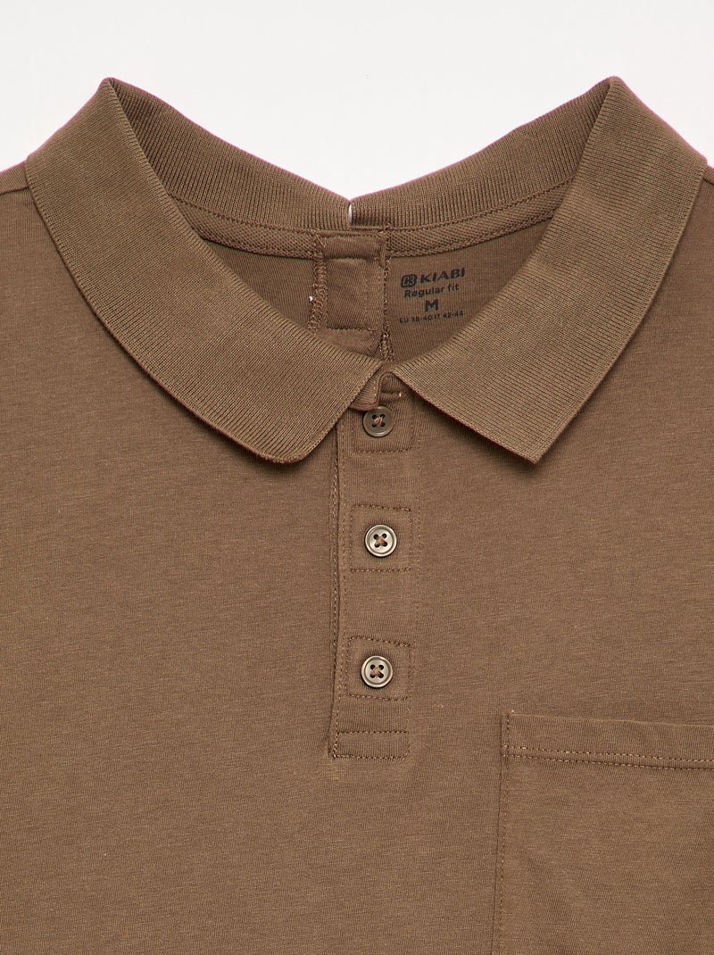 Polo manches longues - collection facile à enfiler Marron - Kiabi