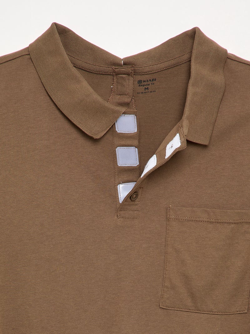 Polo manches longues - collection facile à enfiler Marron - Kiabi