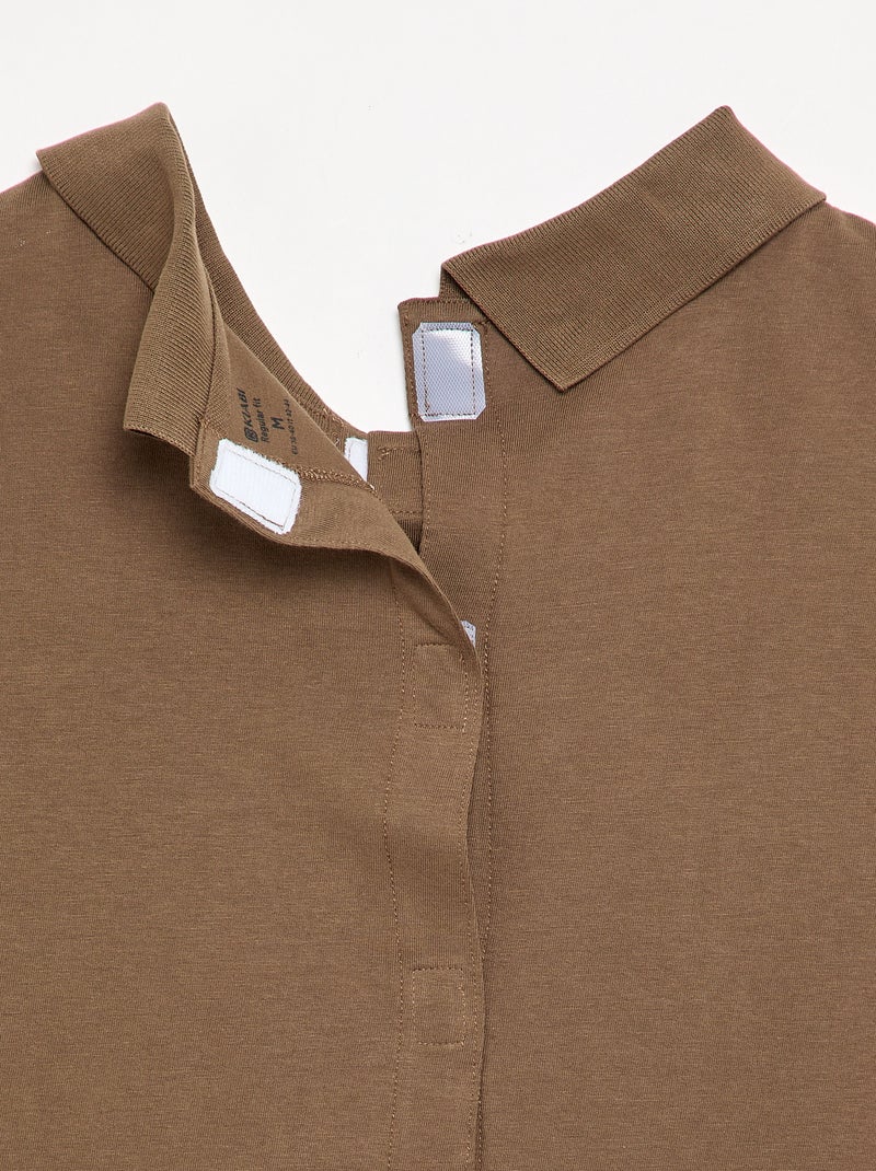Polo manches longues - collection facile à enfiler Marron - Kiabi