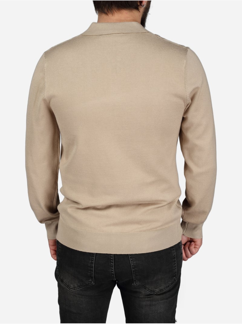 Polo manches longues - Frilivin Beige - Kiabi
