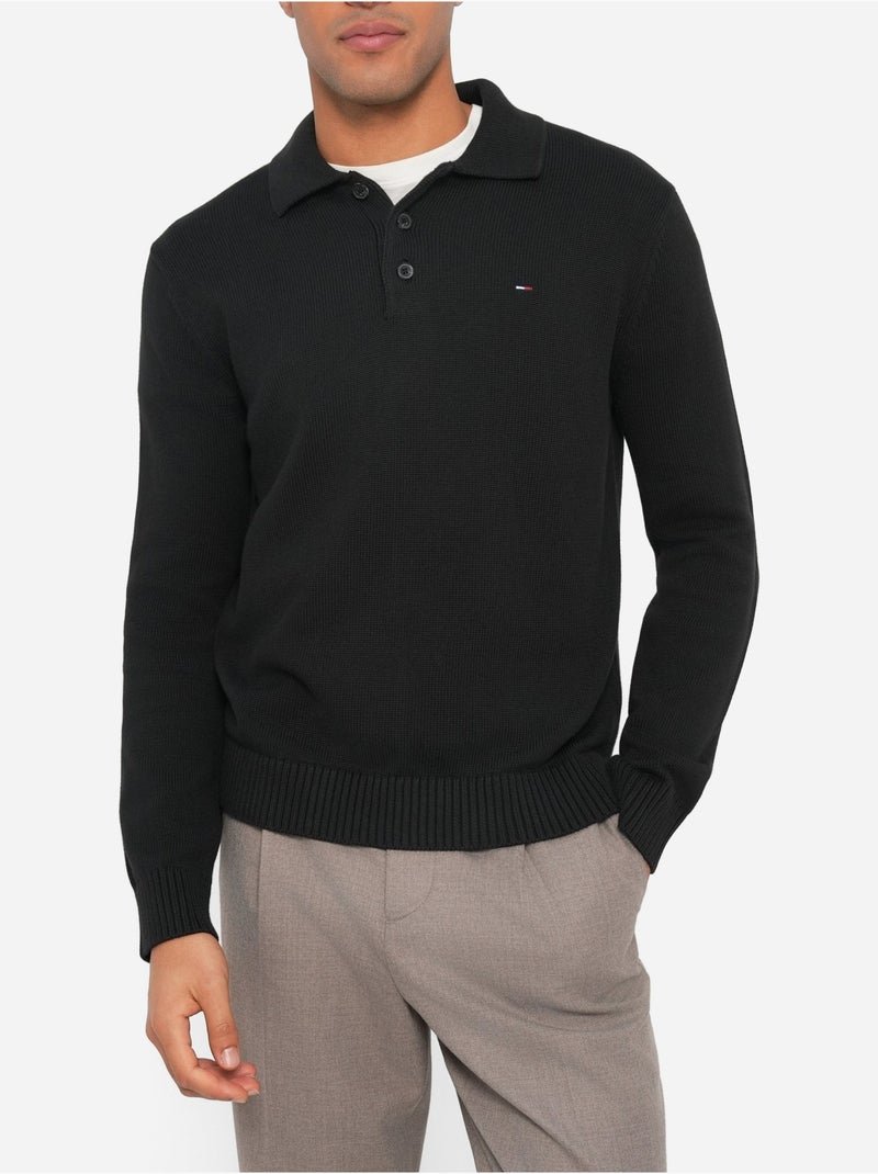 Polo manches longues - Tommy jeans Noir - Kiabi
