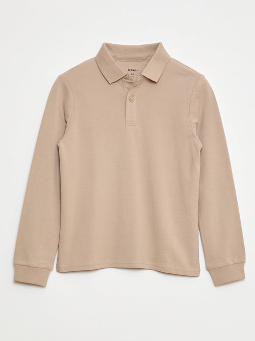 Polo manches longues en maille piquée - Kiabi