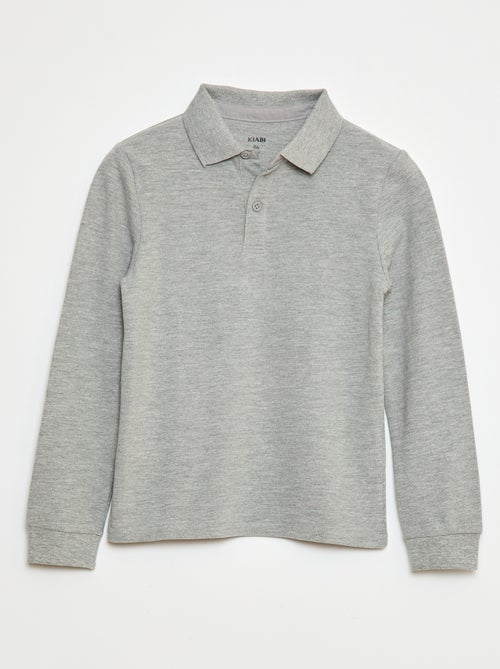 Polo manches longues en maille piquée - Kiabi