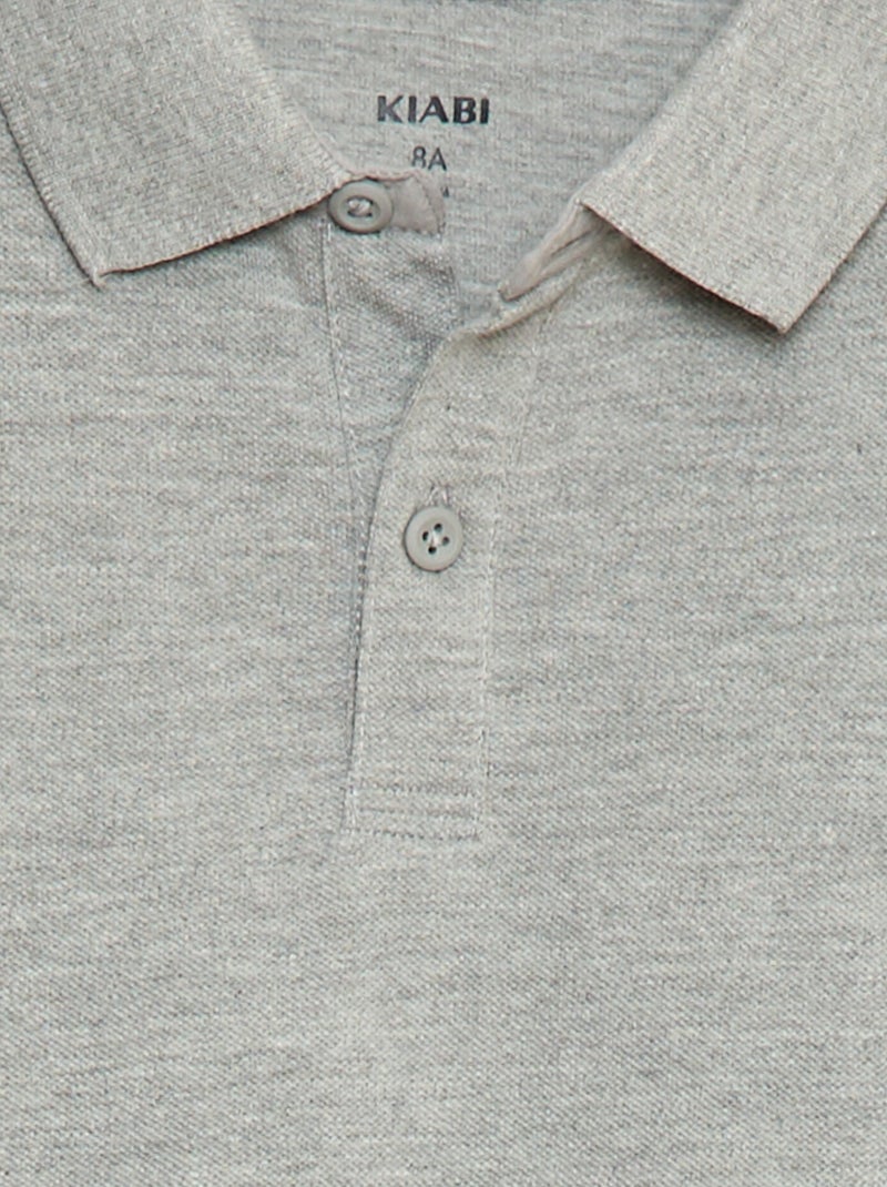 Polo manches longues en maille piquée Gris - Kiabi