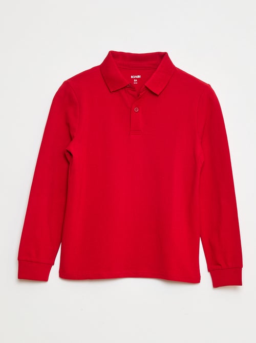 Polo manches longues en maille piquée - Kiabi