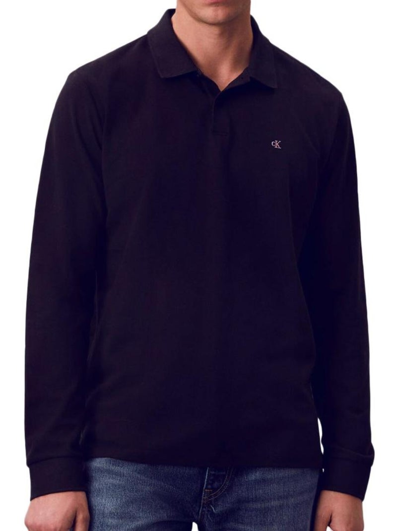 Polo Manches longues Homme Calvin Klein Noir - Kiabi