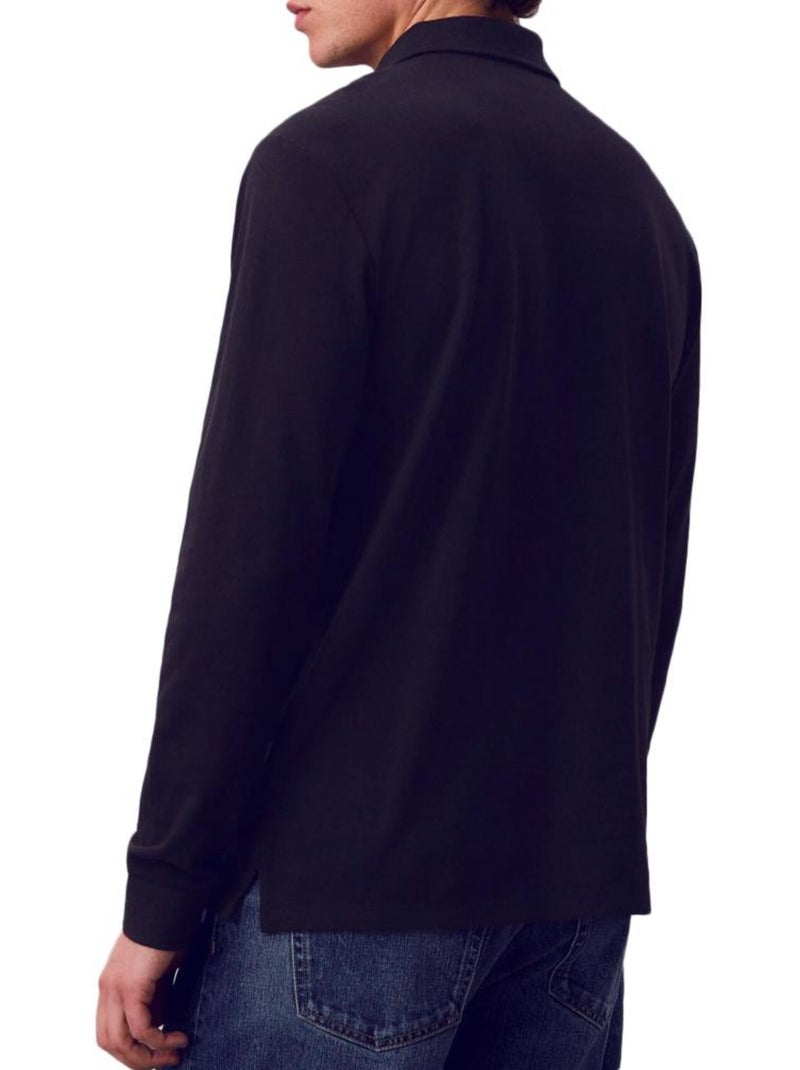 Polo Manches longues Homme Calvin Klein Noir - Kiabi