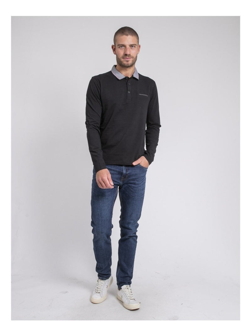 Polo manches longues parilako Noir - Kiabi