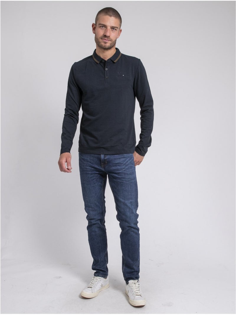 Polo manches longues pomafix Bleu marine - Kiabi