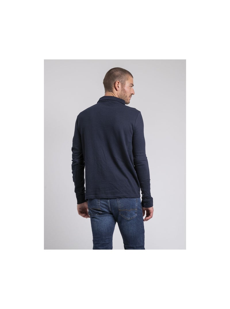 Polo manches longues pur coton pilka Bleu marine - Kiabi