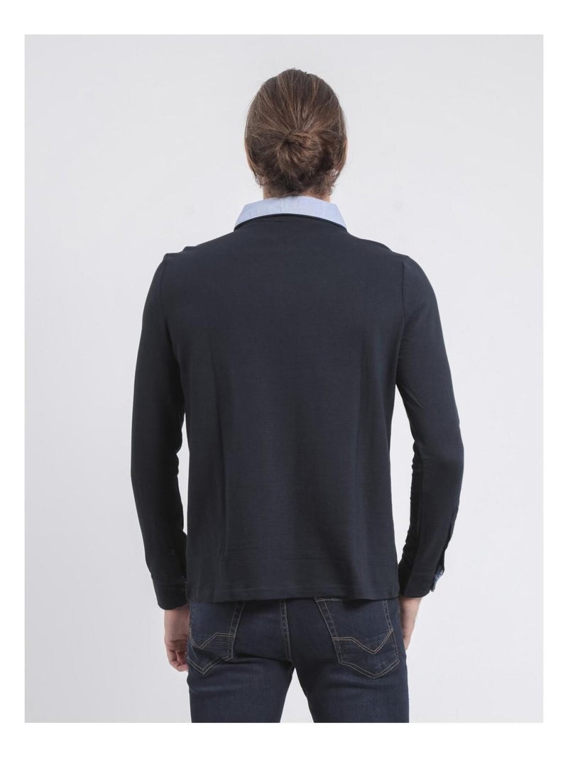 Polo manches longues pur coton pokeman Bleu marine - Kiabi