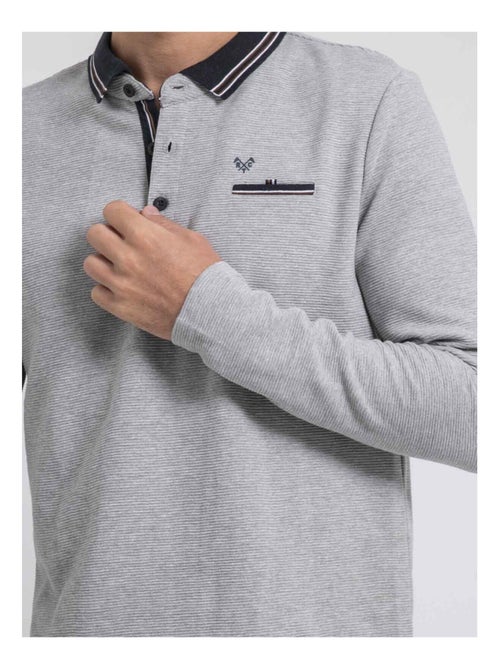 Polo manches longues pur coton pomeduse - Kiabi