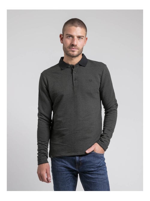 Polo manches longues pur coton pomegan - Kiabi