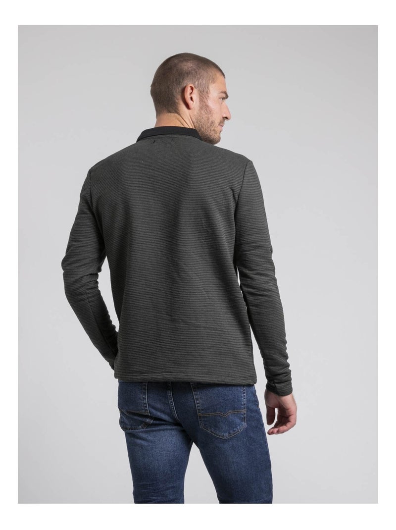 Polo manches longues pur coton pomegan Noir - Kiabi