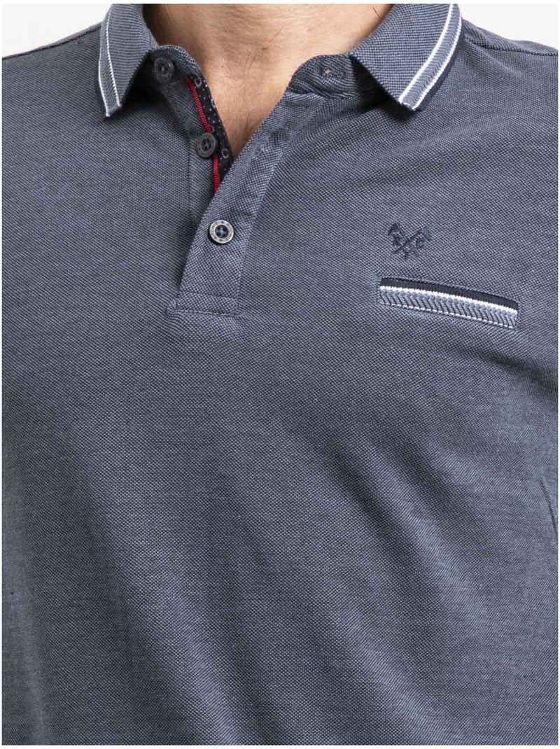 Polo manches longues pur coton pylone Bleu marine - Kiabi