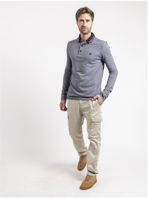 Polo manches longues pur coton python - Kiabi