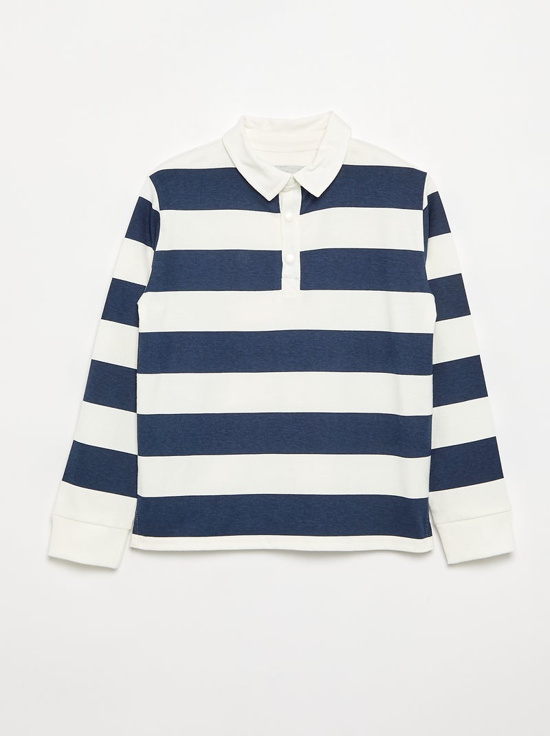 Polo manches longues rayé - collection facile à enfiler Bleu - Kiabi
