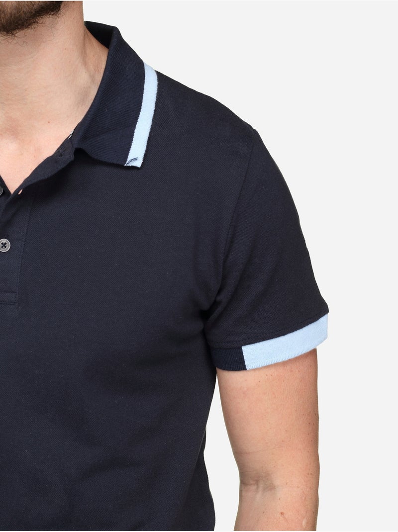 Polo met bies - Bill Tornade Blauw Hemelsblauw - Kiabi