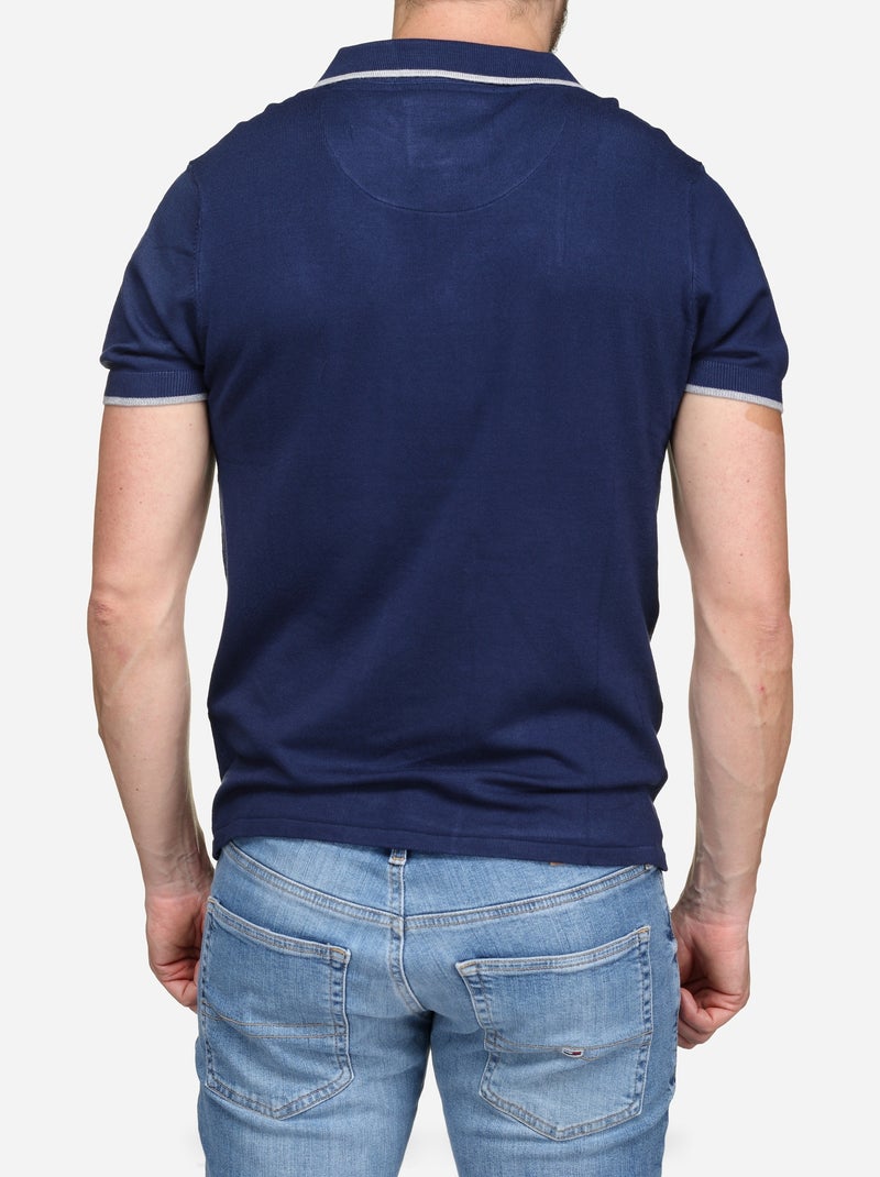 Polo met gestikte kraag - Bill Tornade Wit Blauw - Kiabi