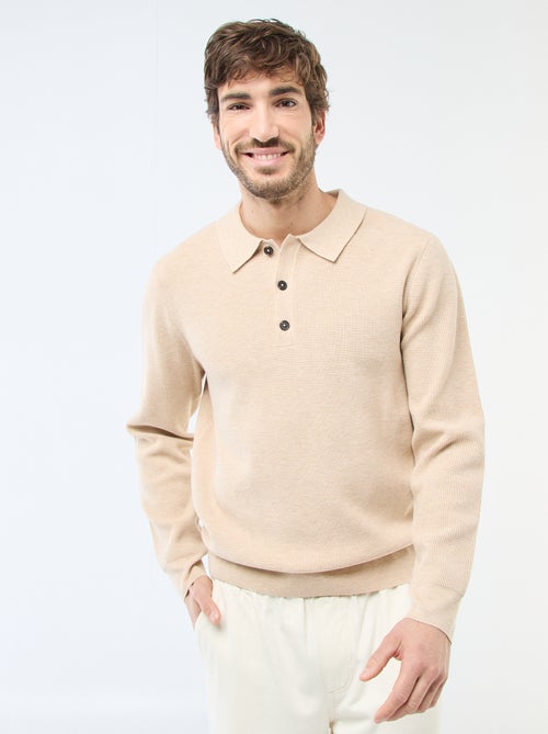 Polo met gewafelde tricot - Kiabi
