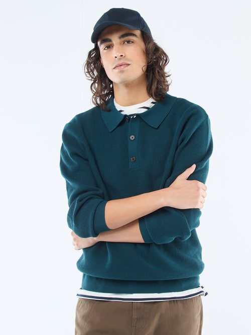 Polo met gewafelde tricot - Kiabi