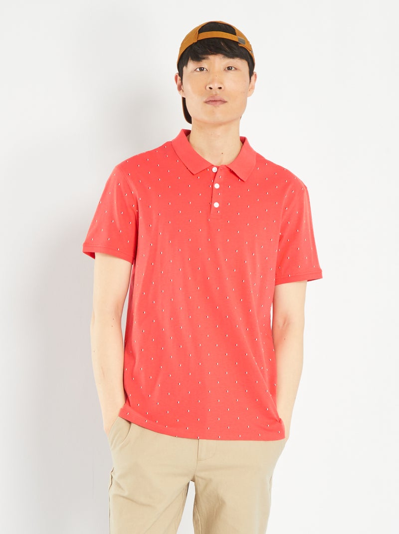 Polo met korte mouw en print ROOD - Kiabi