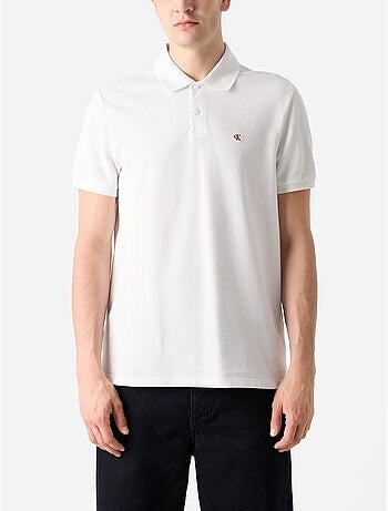Calvin klein jeans heren polo wit met monogram piqué