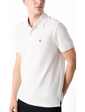 Calvin klein jeans heren polo wit met monogram piqué