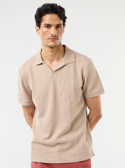 Polo met korte mouwen en gewafelde stof - Kiabi