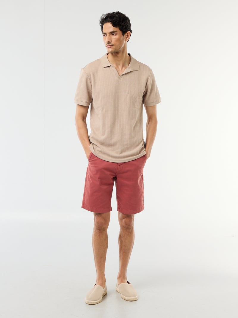 Polo met korte mouwen en gewafelde stof Biege - Kiabi