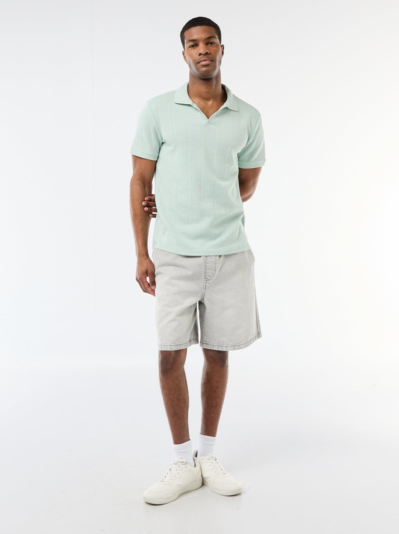 Polo met korte mouwen en gewafelde stof Blauw - Kiabi