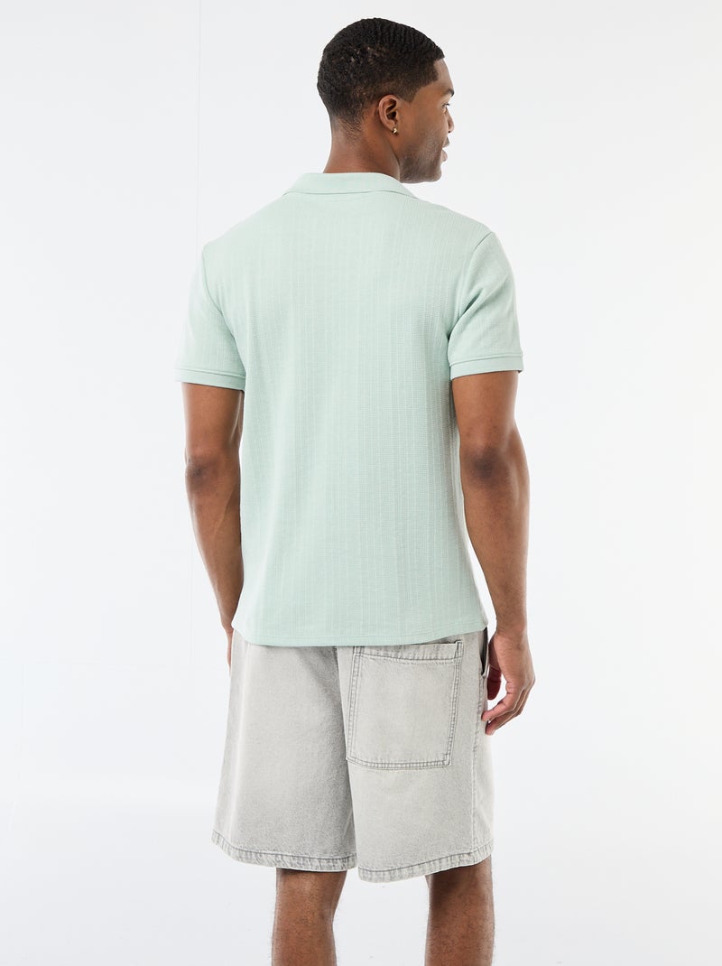 Polo met korte mouwen en gewafelde stof Blauw - Kiabi