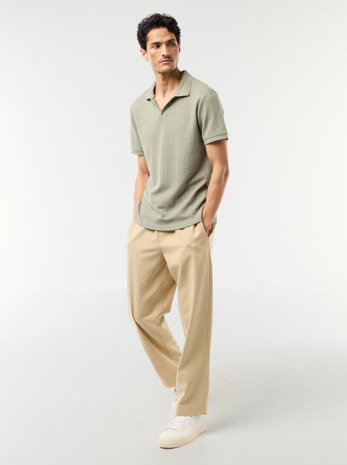 Polo met korte mouwen en gewafelde stof - Kiabi