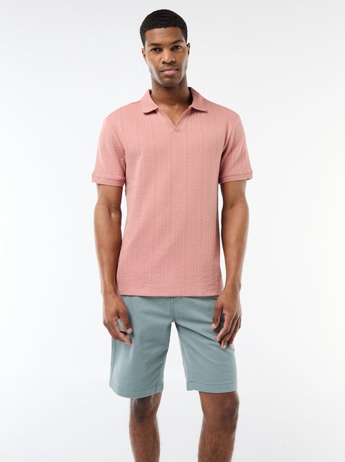 Polo met korte mouwen en gewafelde stof - Kiabi