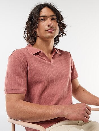 Polo met korte mouwen en gewafelde stof