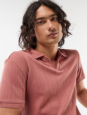 Polo met korte mouwen en gewafelde stof