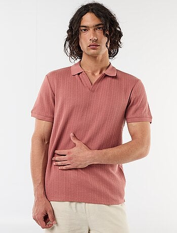 Polo met korte mouwen en gewafelde stof