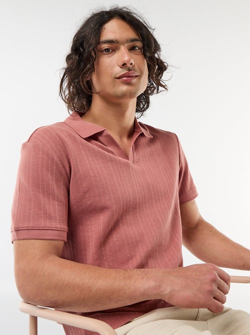 Polo met korte mouwen en gewafelde stof - Kiabi