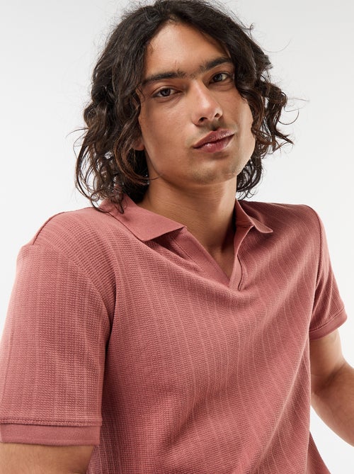 Polo met korte mouwen en gewafelde stof - Kiabi