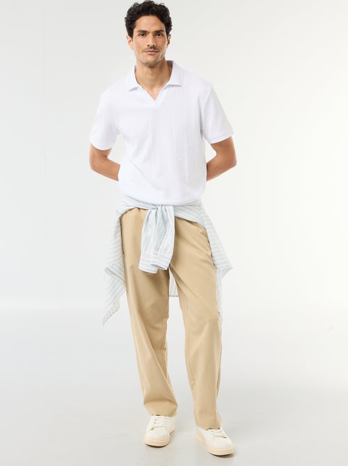 Polo met korte mouwen en gewafelde stof - Kiabi