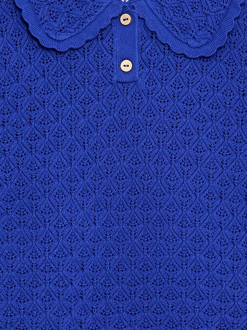 Polo met korte mouwen van ajourgebreide stof - Kiabi