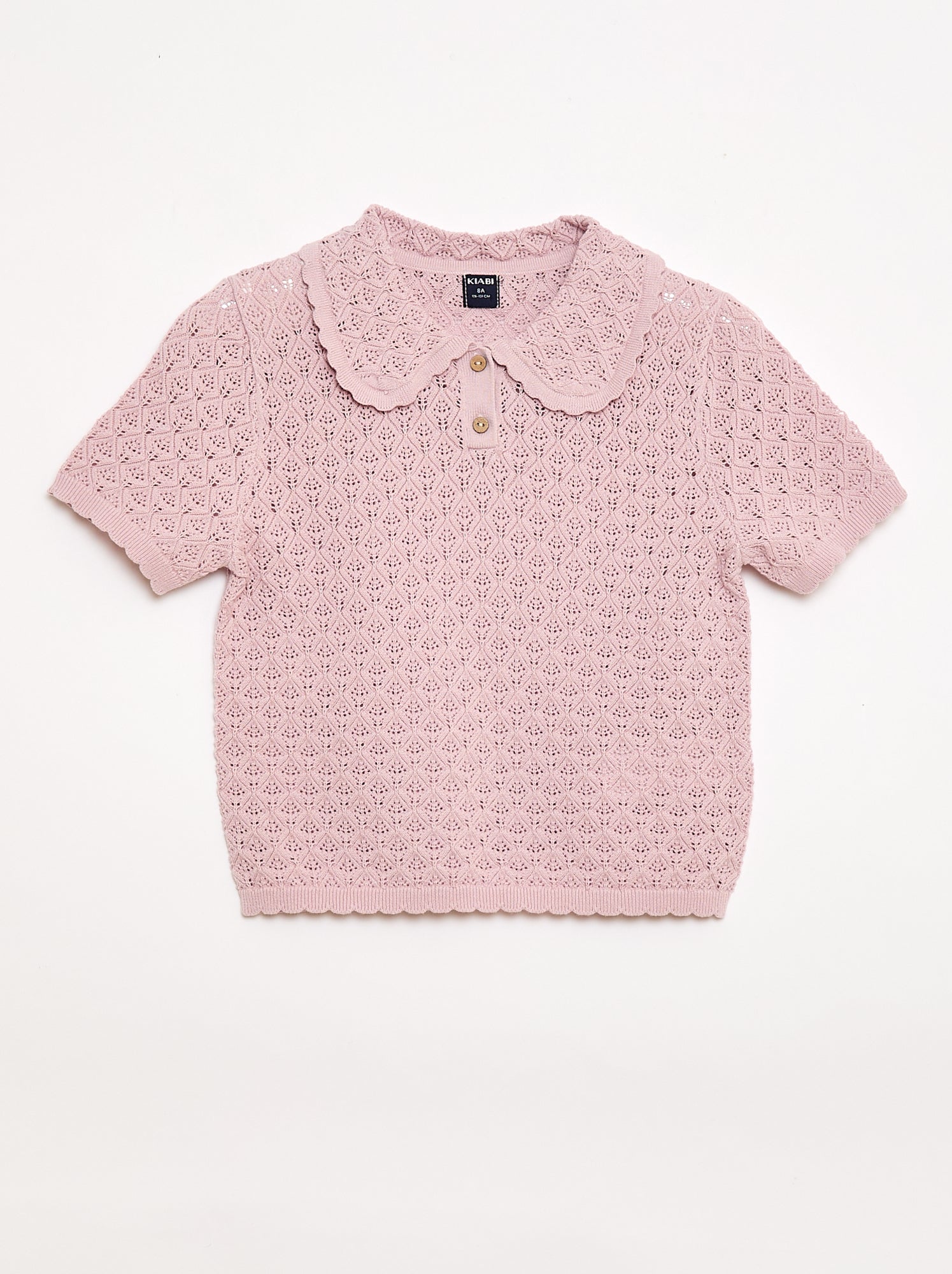 Polo met korte mouwen van ajourgebreide stof