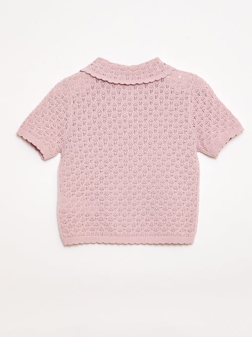 Polo met korte mouwen van ajourgebreide stof - Kiabi