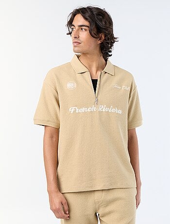 Polo met korte mouwen van fantasie stof